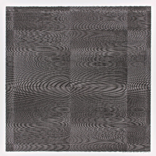 Jean-Pierre Hébert, Checkered Black Wavelets, plotter drawing, ink on paper, 51 x 51 cm, 1990