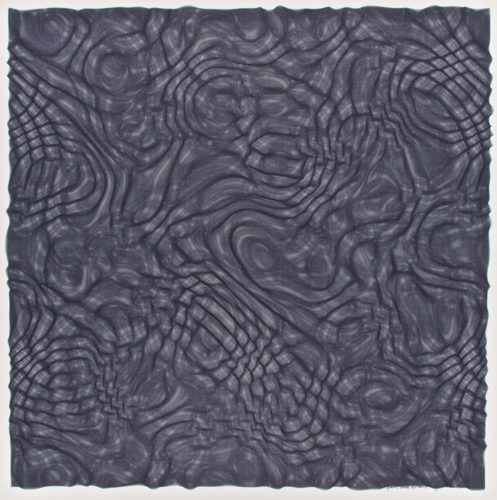 Jean-Pierre Hébert, Laque noire, bleutée, plotter drawing, ink on paper, 51,5 x 51,5 cm, 1990