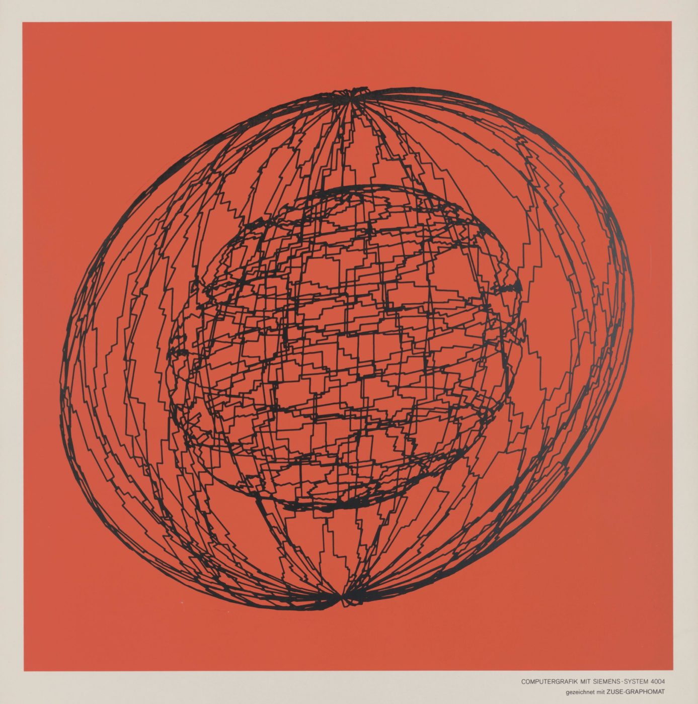 Georg Nees, silkscreen print, based on plotter drawing, 70 x 70 cm, 1970