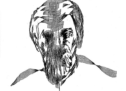 CsuriSinec+CurveMan Charles Csuri / James Shaffer, Sine Curve Man, plotter drawing, ink on paper, 104 x 104 cm, 1967