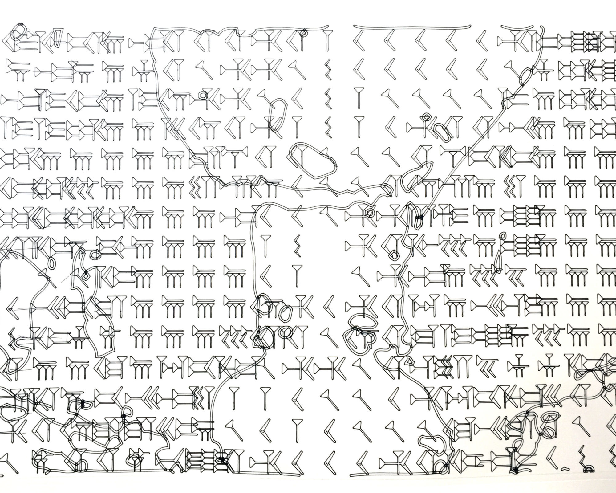 Vuk Cosic, Very Deep ASCII, plotter drawing, ink on paper, 42 x 60 cm, 2015