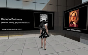 Lynn Hershman Leeson, Roberta Ware at the Roberta Breitmore gallery. Dante Hotel on Hotwire Island in Second Life, 2007