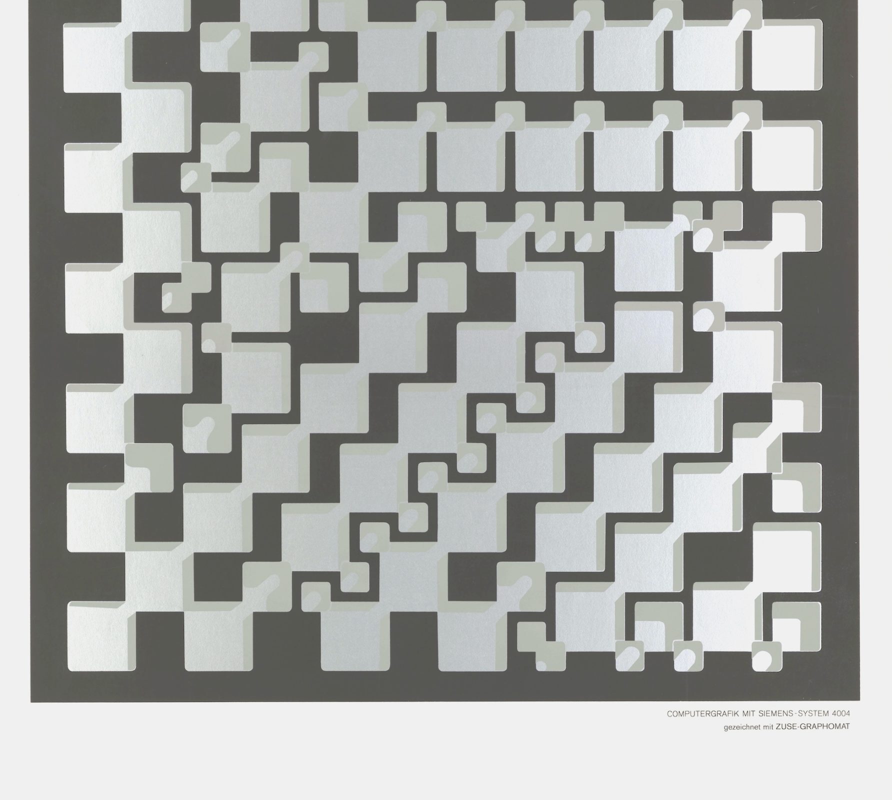 Georg Nees, Untitled, silkscreen, 70 x 100 cm (size of paper), unlimited, 1965.